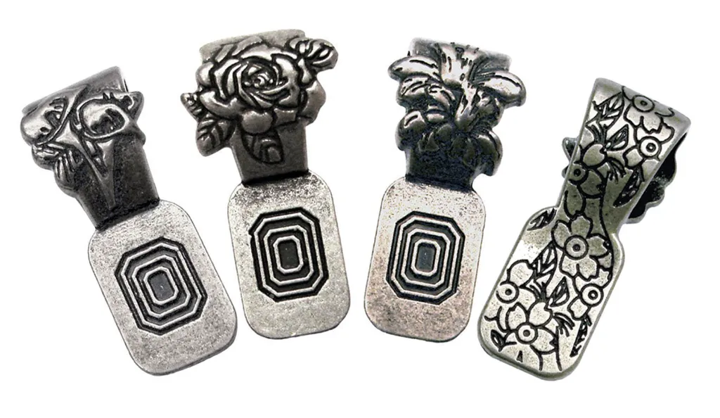 Colgantes (Bails) Artísticos Florales Plata Antigua - 12pzas para Dijes de Joyeria en Vitrofusion