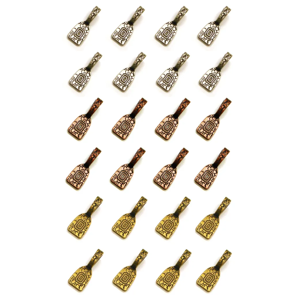 Combo (Bails) Colgantes Florales Acabado Antiguo para Joyeria en Vitrofusion 24 pzas (Plata, Latón y Cobre)