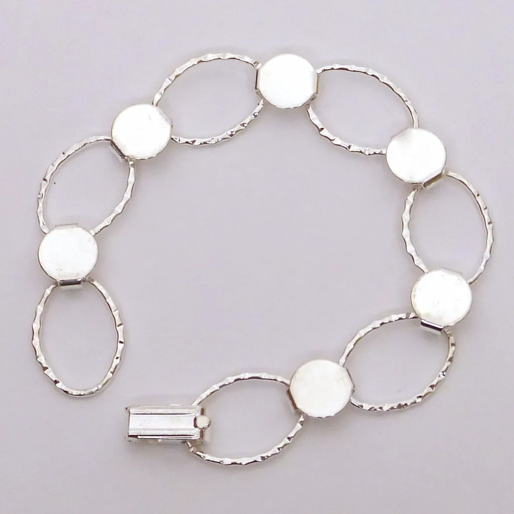 Brazalete Eslabones Martillados Chapado en Plata - 2pzas para Joyería en Vitrofusión