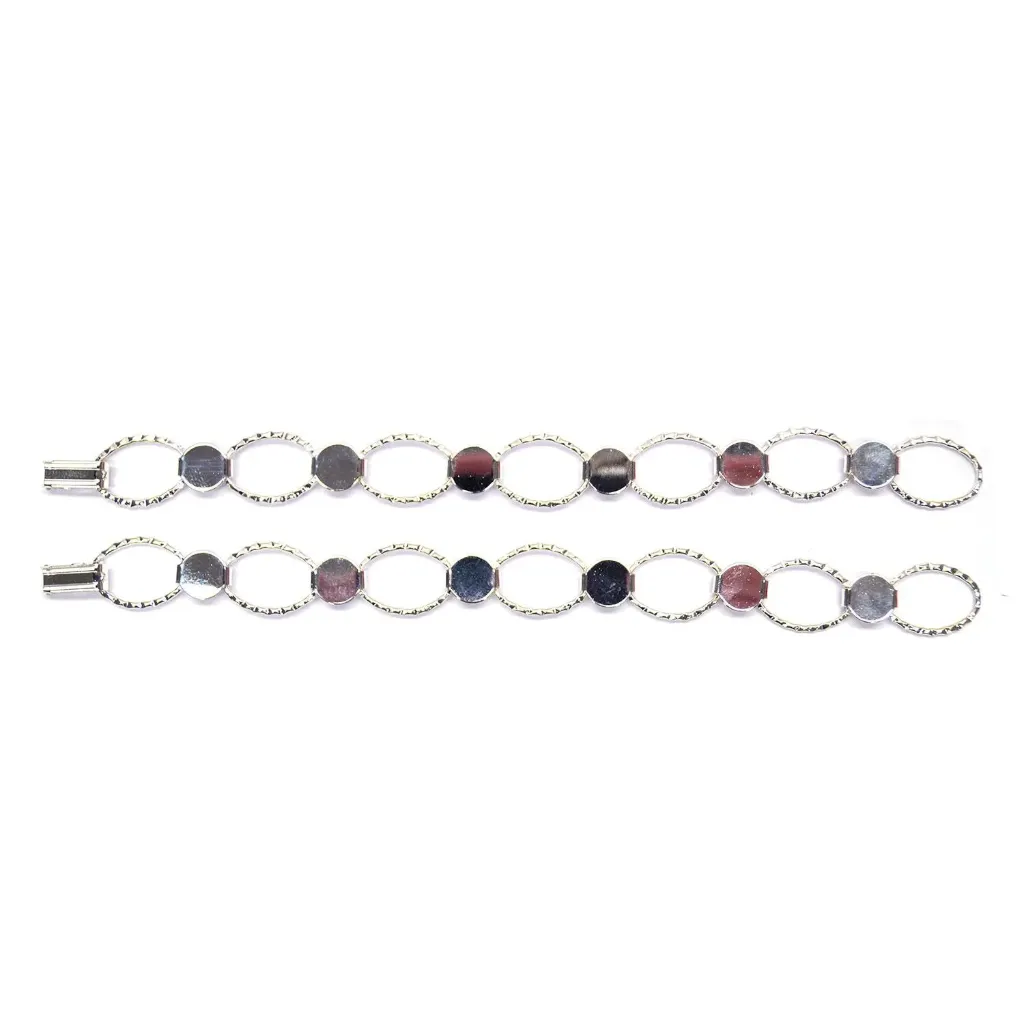 Brazalete Eslabones Martillados Chapado en Plata - 2pzas para Joyería en Vitrofusión