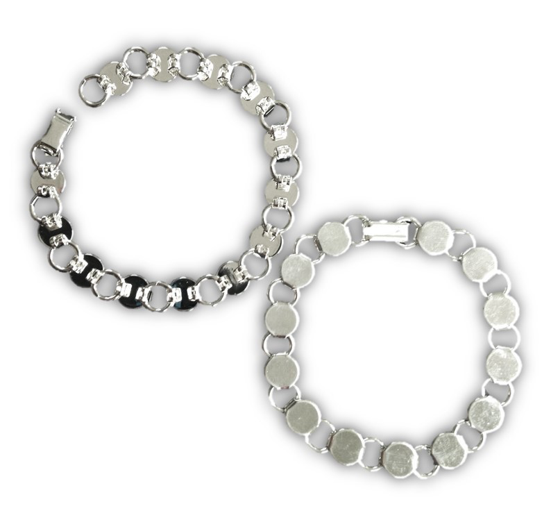 Brazalete de Discos Chapado en Plata - 2pzas para Joyería en Vitrofusión
