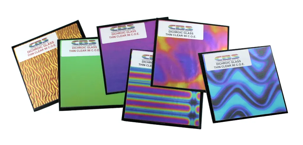 Vidrio Dicroico Surtido CBS Transparente 96 COE 4" x 4"