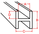 Cañuela de Plomo 3/8" H Perfil Plano para Vitrales