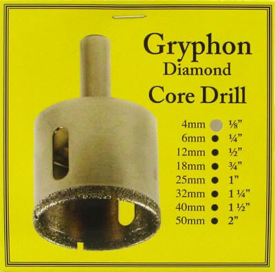 Broca Diamantada Gryphon 4 mm (1/8") para Vidrio
