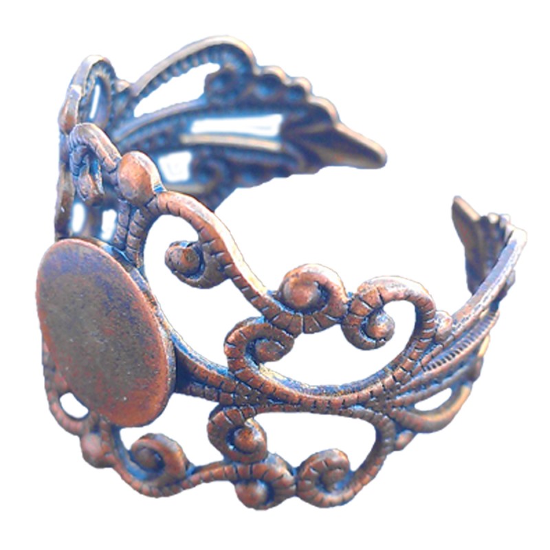 [738019] Anillos Ajustables de Filigrana Chapado en Cobre Antiguo - 10pzas