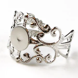 [738017] Anillos Ajustables de Filigrana Chapado en Plata – 10pzas