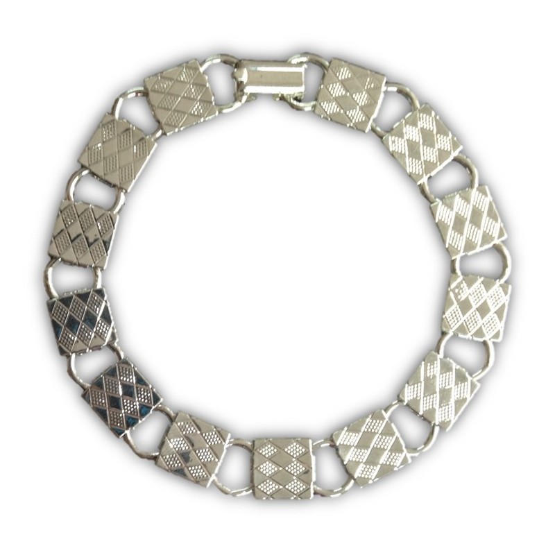 [799004] Brazalete Plateado Disco Cuadrado - 2pzas