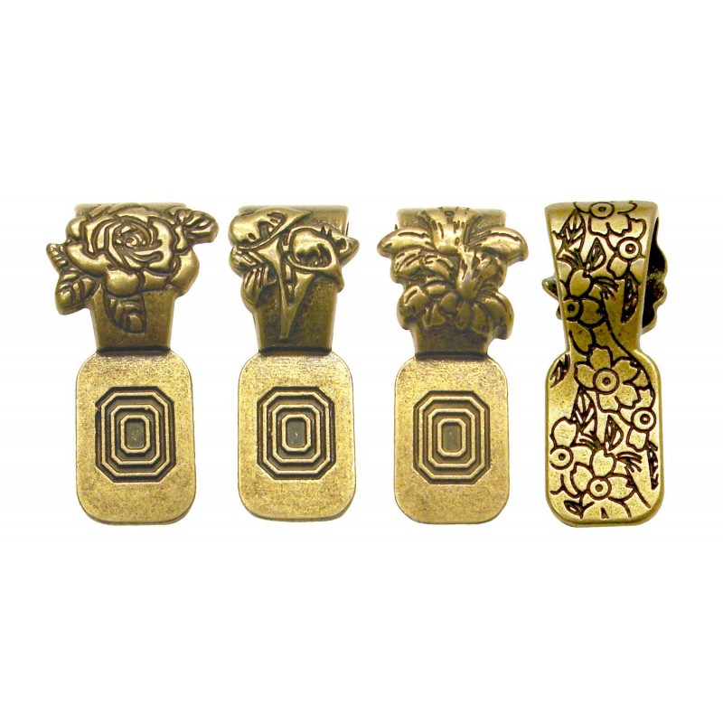 [738008] Colgantes Artísticos Florales Latón Antiguo - 12pzas