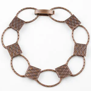 [738012] Pulsera Cadena Ovalada Platinada en Cobre Antiguo